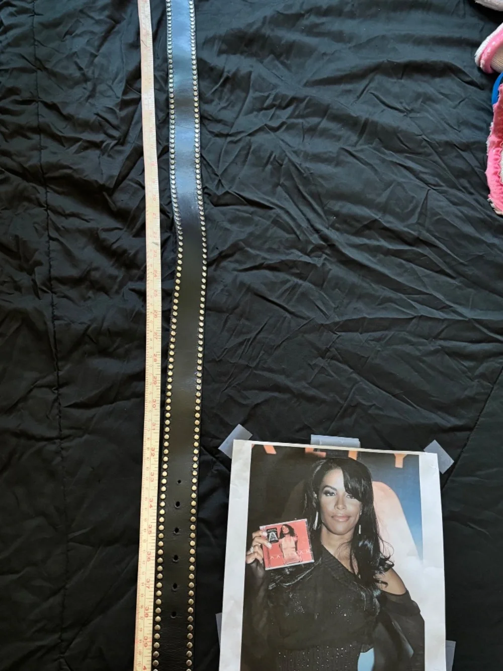 Vintage 2000s black leather studded cross belt